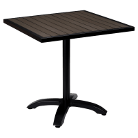 Metro Outdoor Table in Black Finish with Dark Walnut Faux Teak